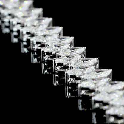 24.70 CTTW Marquise Lab Diamond Tennis Necklace 16" 14k White Gold E Color and VS Clarity jewelry-spot-usa