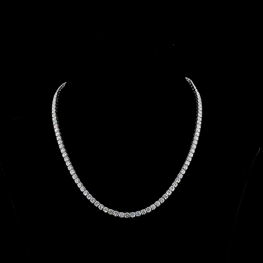 18.30 CTTW Round Lab Diamond Tennis Necklace 17" 14k White Gold