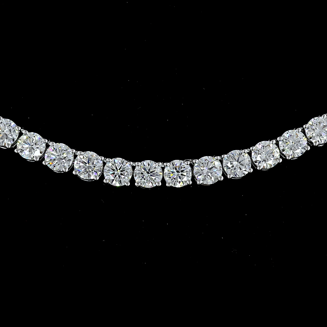 11.24 CTTW Round Lab Diamond Tennis Necklace (E Color and VS Clarity)