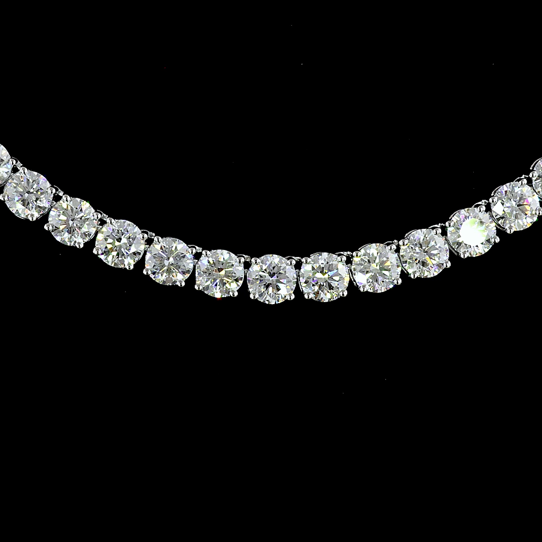 29.79 CTTW Round Lab Diamond Tennis Necklace (E Color and VS Clarity)