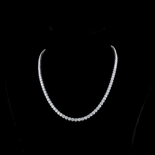 24.46 CTTW Round Lab Diamond Tennis Necklace 16.5" 14k White Gold (F Color and VS1 Clarity)