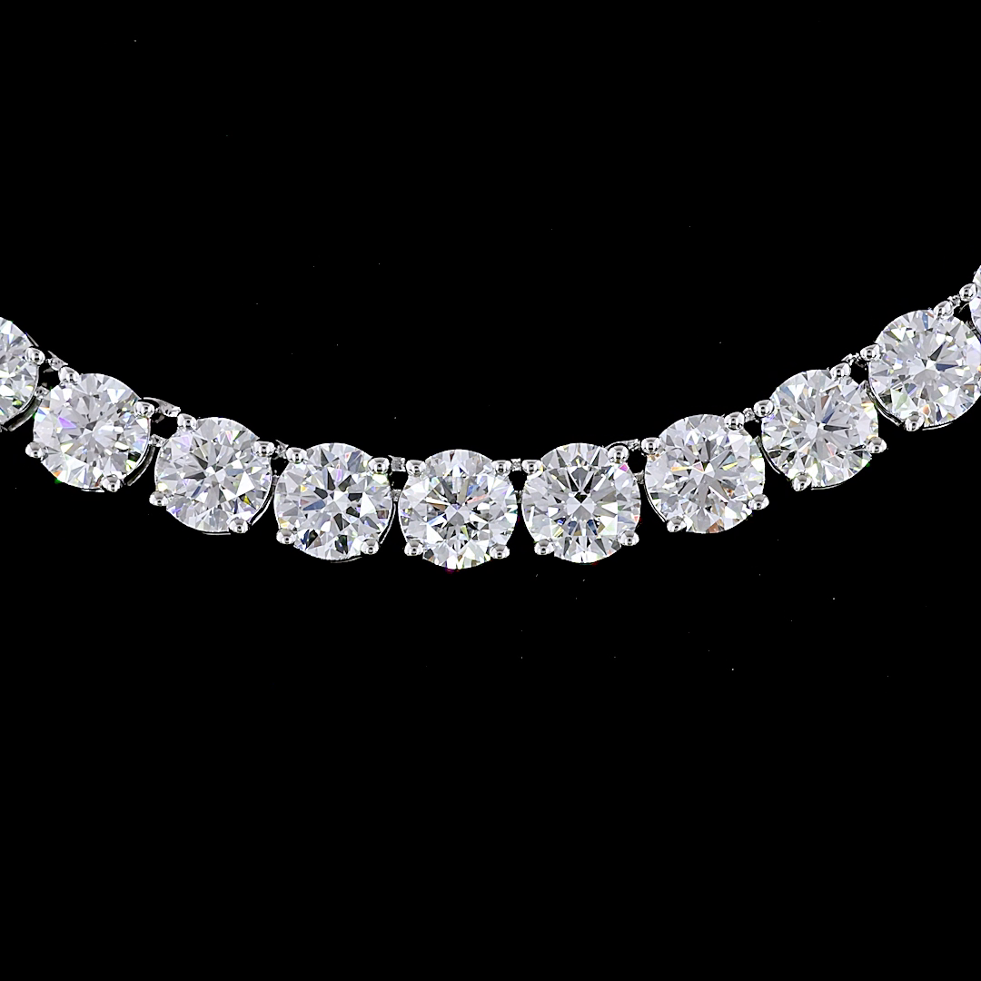 24.46 CTTW Round Lab Diamond Tennis Necklace 16.5" 14k White Gold (F Color and VS1 Clarity)