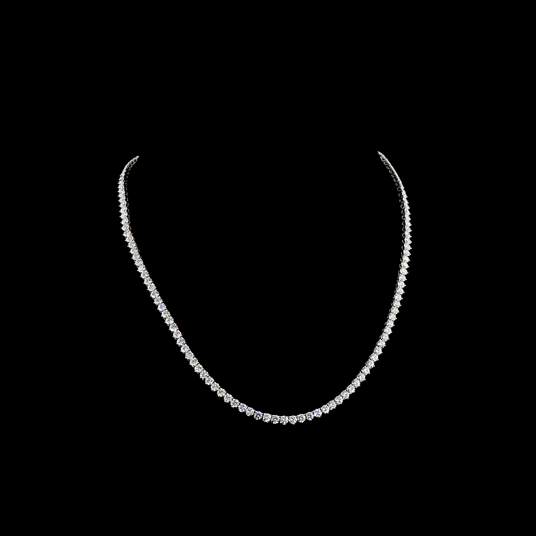 13.31 CTTW Round Lab Diamond Tennis Necklace 16.5" 14k White Gold E Color and VS Clarity jewelry-spot-usa