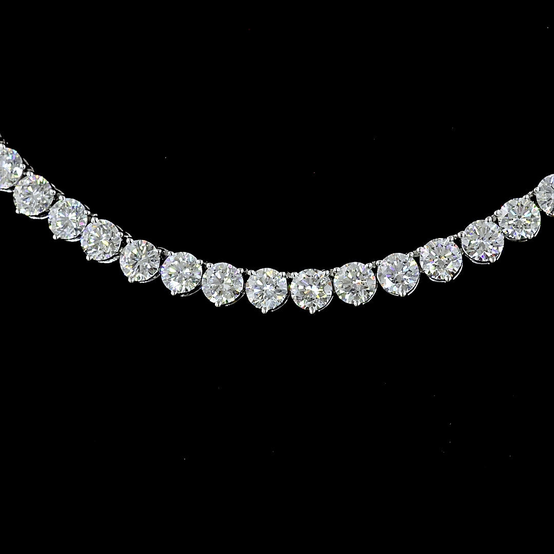 13.31 CTTW Round Lab Diamond Tennis Necklace 16.5" 14k White Gold E Color and VS Clarity jewelry-spot-usa
