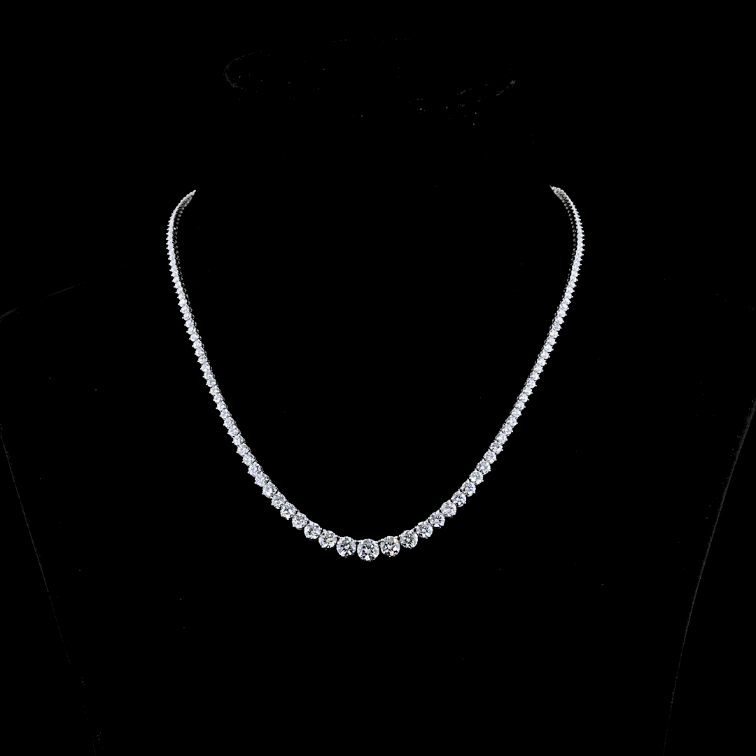 9.90 CTTW Round Lab Diamond Riviera Necklace 16" (E Color and VS Clarity)