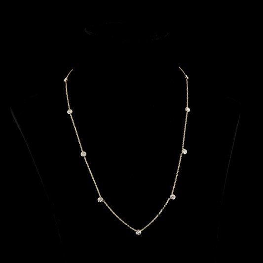 2.02 CTTW Round Lab Grown Diamond Station Necklace 22" (E Color and VS1 Clarity)