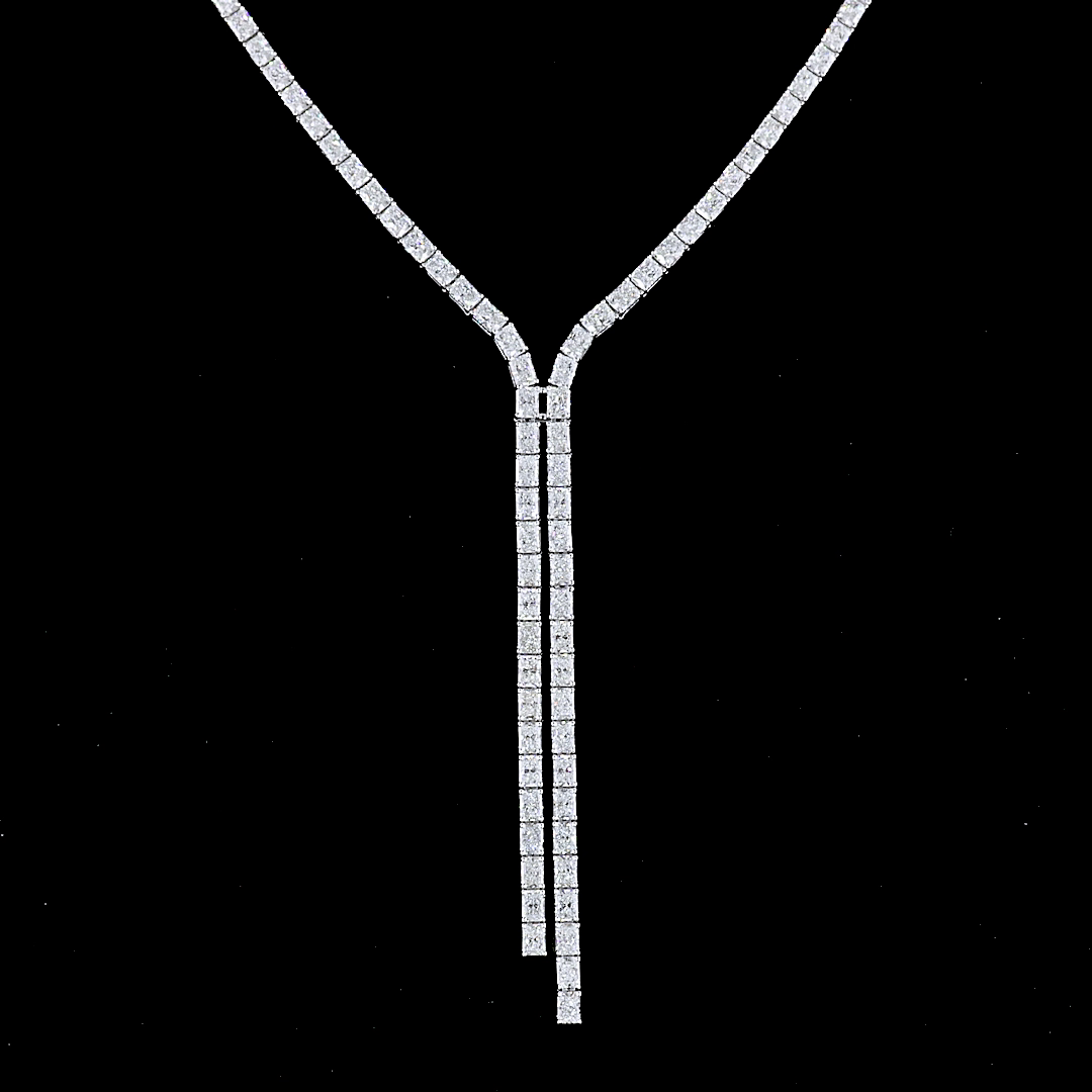 16.15 CTTW Radiant Lab Diamond Lariat Necklace 16.5" (E Color and VS Clarity)