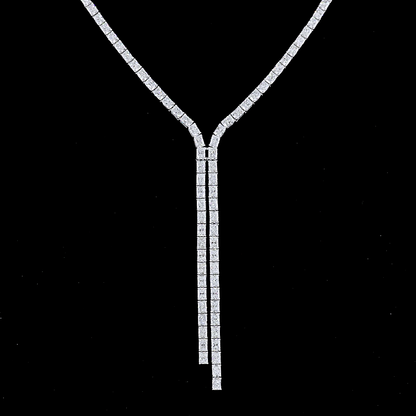 16.15 CTTW Radiant Lab Diamond Lariat Necklace 16.5" (E Color and VS Clarity)