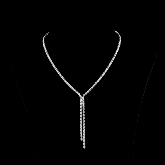 13.72 CTTW Oval Lab Diamond Lariat Necklace 16.5" 14k White Gold F Color and VS1 Clarity jewelry-spot-usa