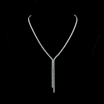 13.89 CTTW Oval Lab Diamond Lariat Necklace (E Color and VS Clarity)