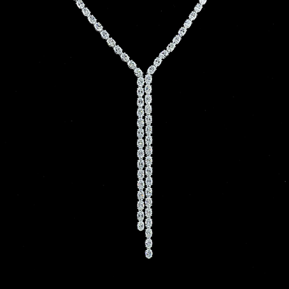 13.89 CTTW Oval Lab Diamond Lariat Necklace (E Color and VS Clarity)