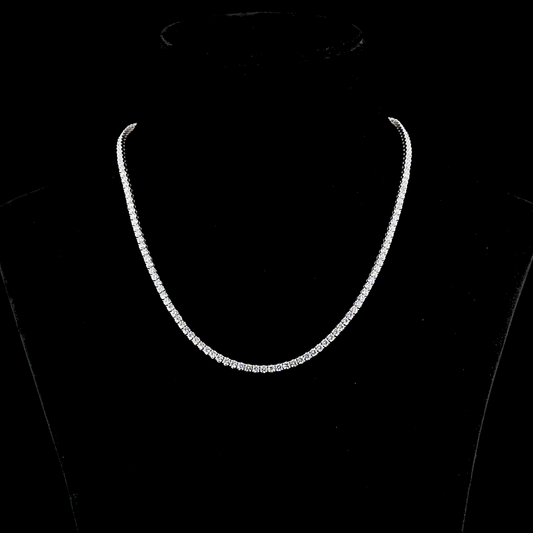 10.60 CTTW Round E VS Lab Diamond Tennis Necklace 16.5" 14k White Gold