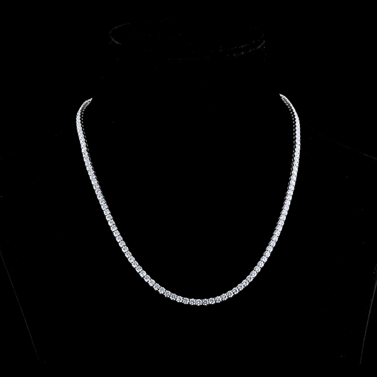 13.10 CTTW Round E VS Lab Diamond Tennis Necklace 16.5" 14k White Gold