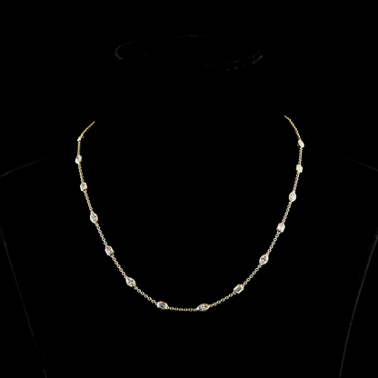 2.91 CTTW MIX Lab Diamond Station Necklace 18" 14k Yellow Gold (E Color and VS Clarity)