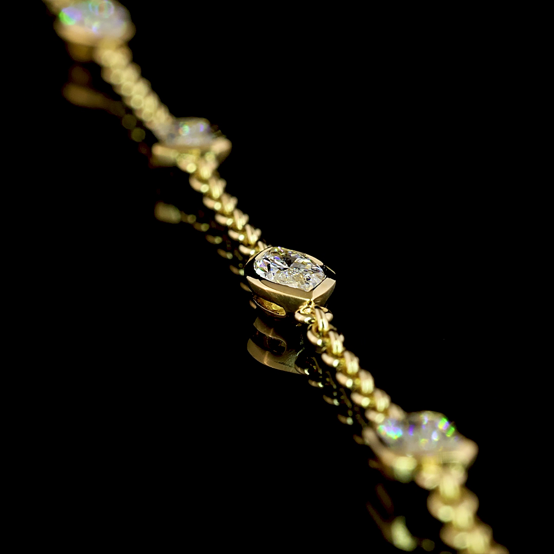 2.91 CTTW MIX Lab Diamond Station Necklace 18" 14k Yellow Gold (E Color and VS Clarity)