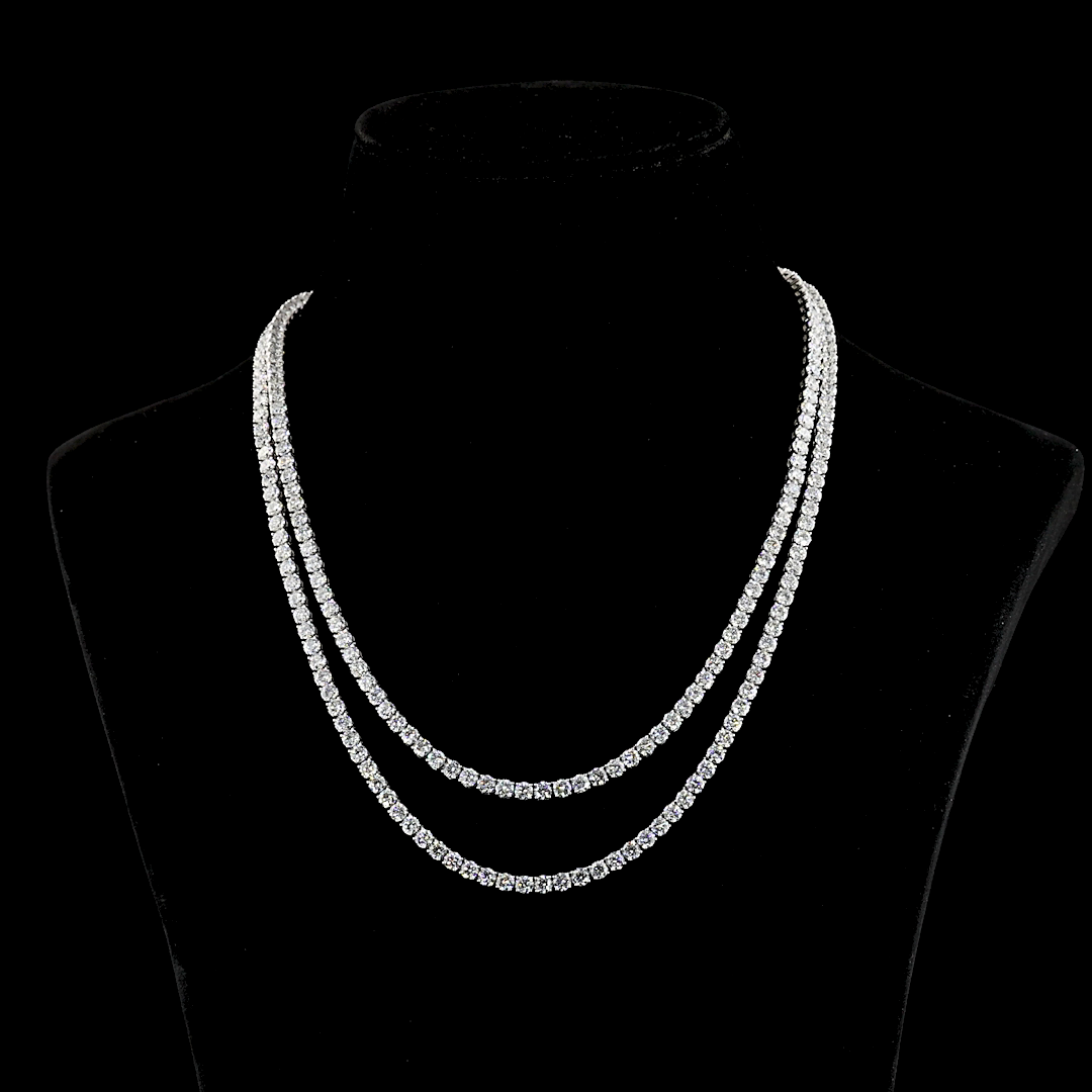 41.25 CTTW Round Lab Diamond Tennis Necklace (E Color and VS2 Clarity)