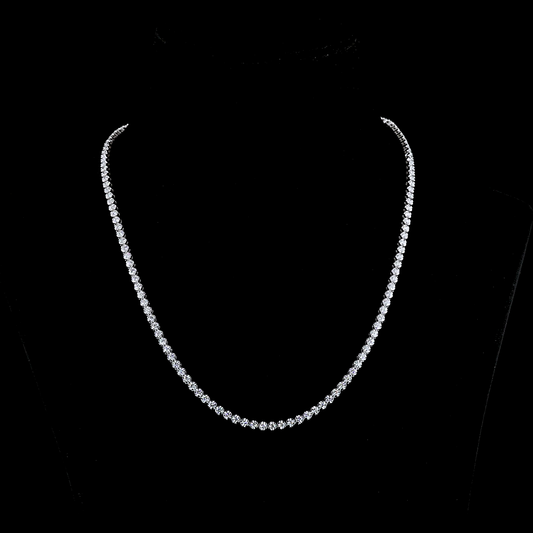 6.63 CTTW Round Lab Diamond Tennis Necklace 18" 14k White Gold (E Color and VS Clarity)