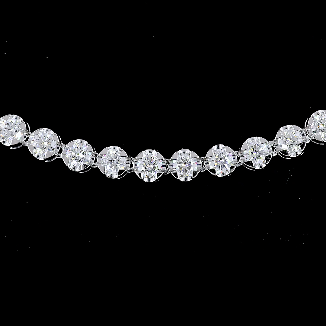 6.63 CTTW Round Lab Diamond Tennis Necklace 18" 14k White Gold (E Color and VS Clarity)