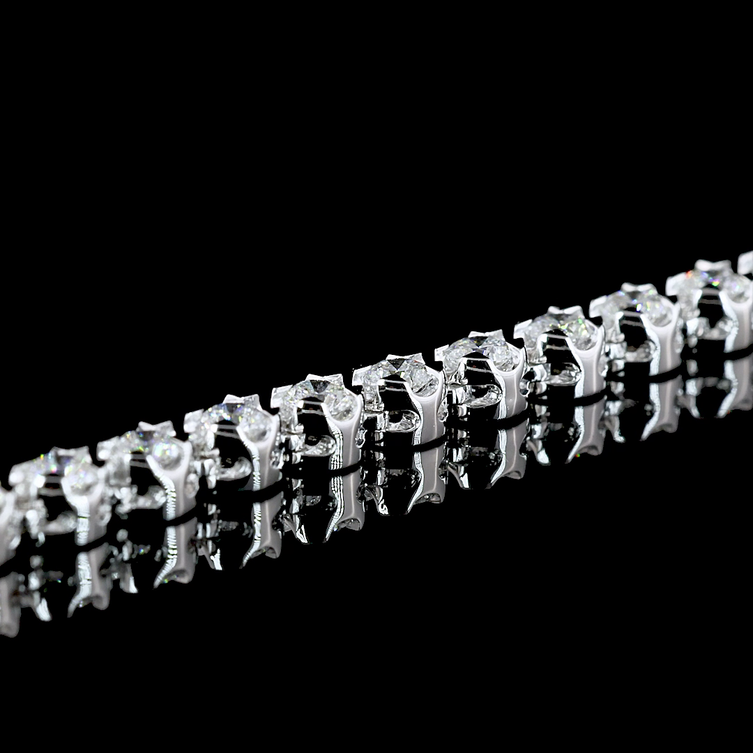6.63 CTTW Round Lab Diamond Tennis Necklace 18" 14k White Gold (E Color and VS Clarity)