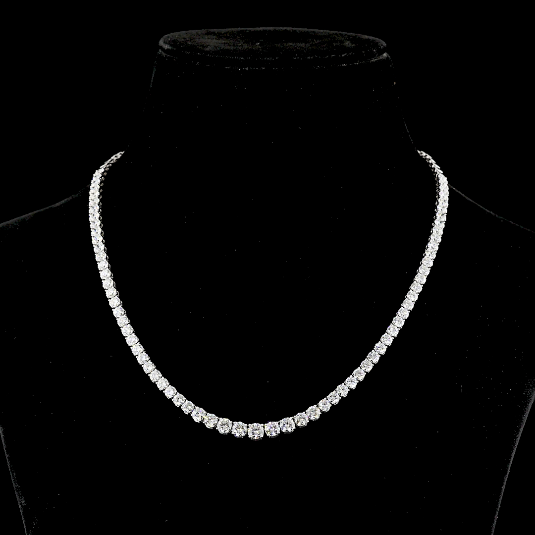 14.26 CTTW Round Lab Diamond Riviera Necklace 17" (F Color and VS1 Clarity)