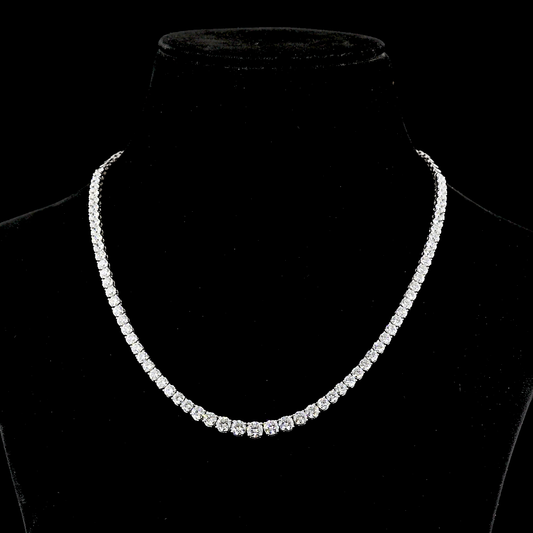 14.26 CTTW Round Lab Diamond Riviera Necklace 17" (F Color and VS1 Clarity)