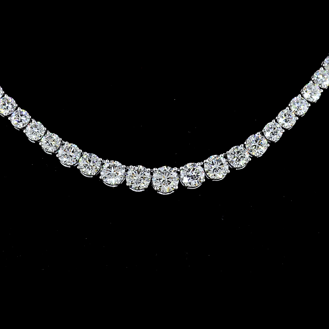 14.26 CTTW Round Lab Diamond Riviera Necklace 17" (F Color and VS1 Clarity)