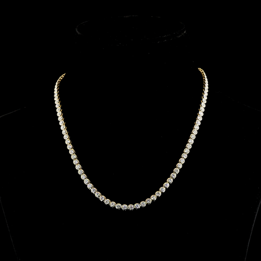 9.94 CTTW Round Lab Diamond Tennis Necklace 16" 14k Yellow Gold E Color and VS Clarity jewelry-spot-usa