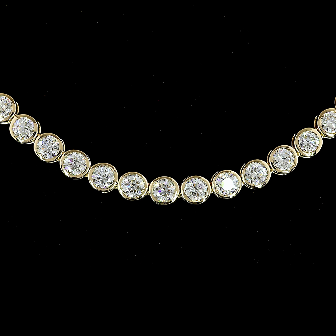 9.94 CTTW Round Lab Diamond Tennis Necklace 16" 14k Yellow Gold E Color and VS Clarity jewelry-spot-usa