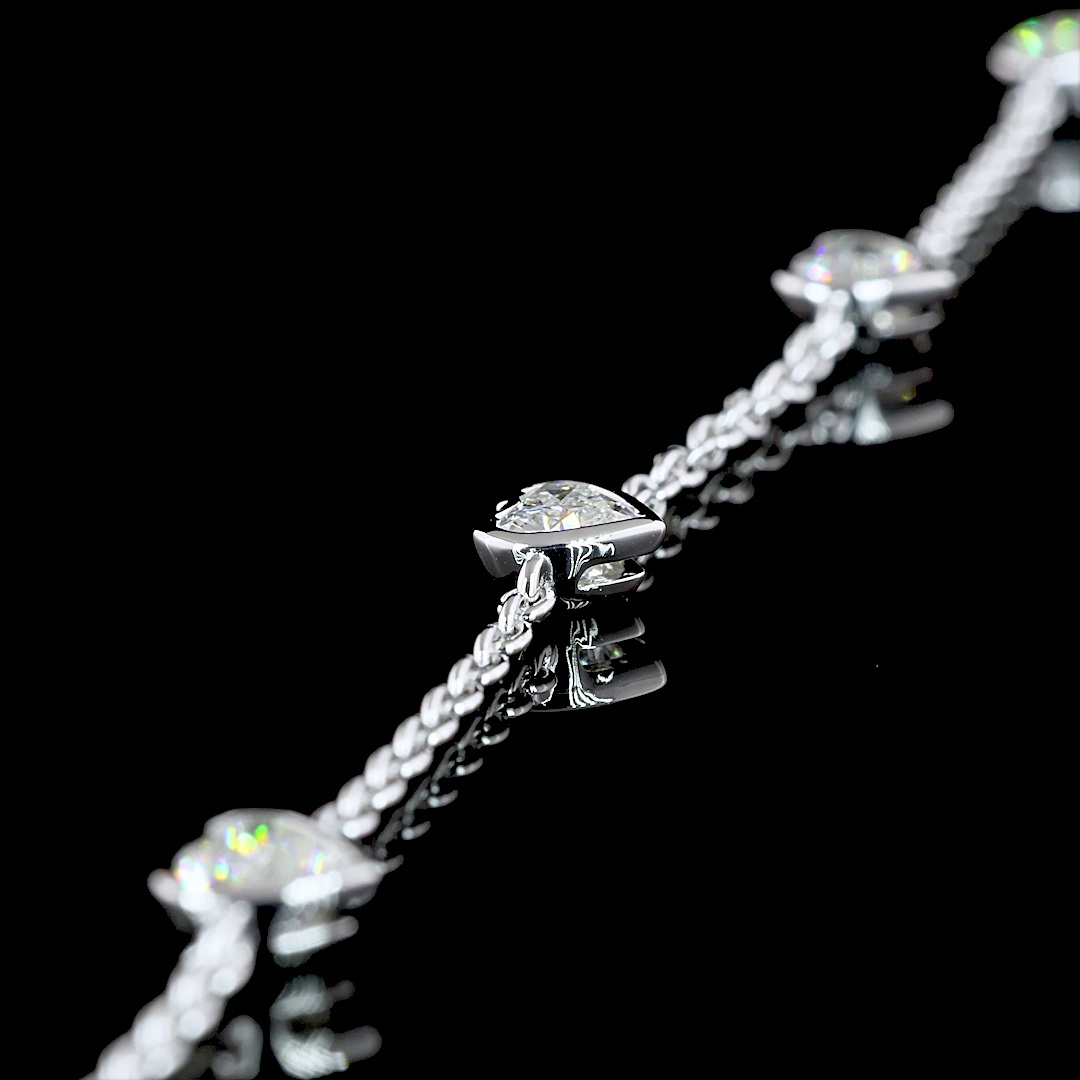3.15 CTTW Heart Lab Diamond Station Necklace 18" 14k White Gold E Color and VS Clarity jewelry-spot-usa