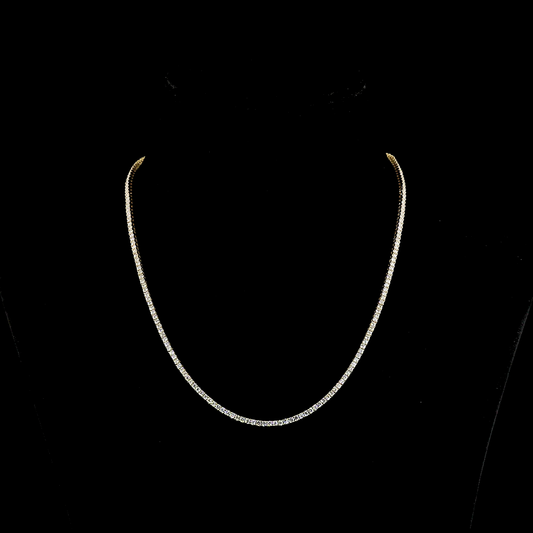 5.20 CTTW Round Lab Diamond Tennis Necklace 16.5" 14k Yellow Gold (E Color and VS Clarity)