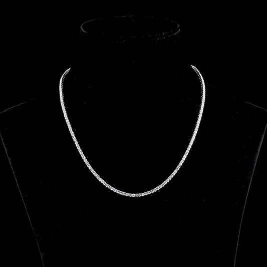 7.44 CTTW Round E VS1 Lab Diamond Tennis Necklace 16.5" 14k White Gold