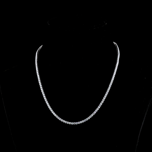 9.96 CTTW Round Lab Diamond Tennis Necklace 16.5" 14k White Gold (F Color and VS Clarity)