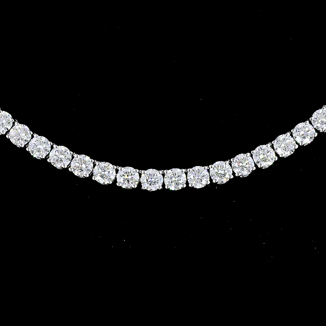 9.96 CTTW Round Lab Diamond Tennis Necklace 16.5" 14k White Gold (F Color and VS Clarity)
