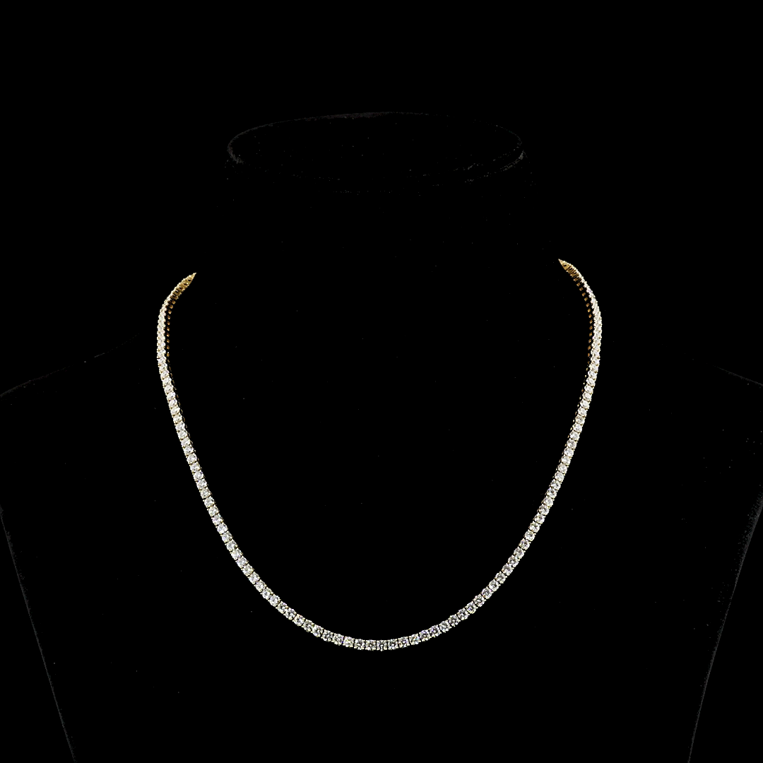 10.00 CTTW Round Lab Diamond Tennis Necklace 16.5" 14k Yellow Gold E Color and VS Clarity jewelry-spot-usa