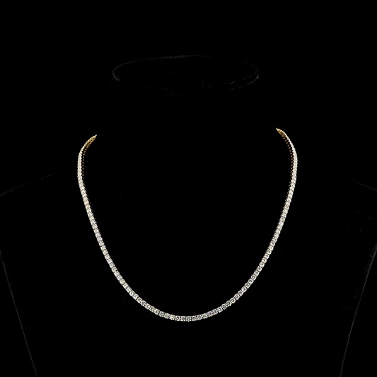 10.00 CTTW Round Lab Diamond Tennis Necklace 16.5" 14k Yellow Gold (E Color and VS Clarity)