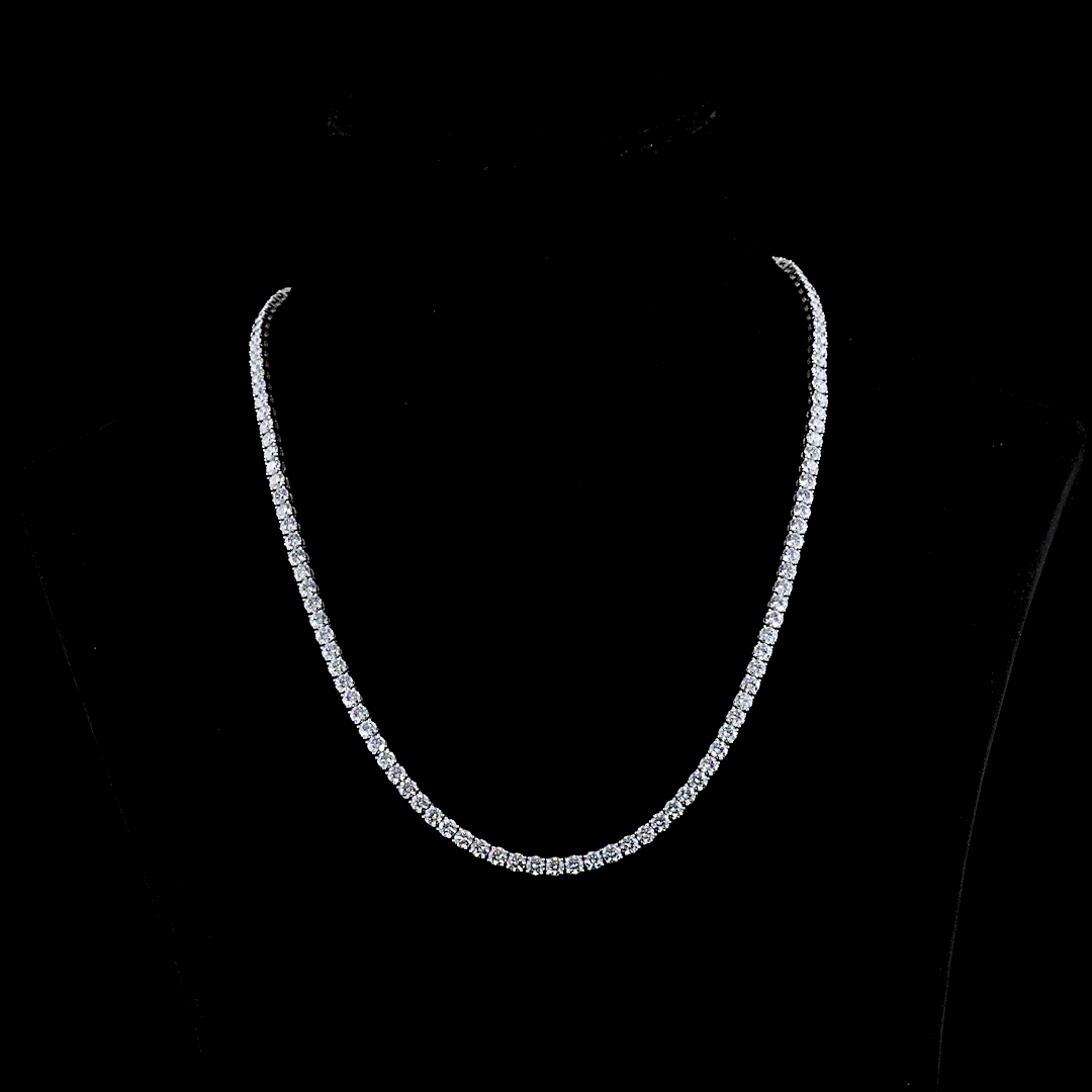 22.26 CTTW Round Lab Diamond Tennis Necklace 18.5" 14k White Gold E Color and VS Clarity jewelry-spot-usa