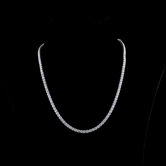 22.26 CTTW Round Lab Diamond Tennis Necklace 18.5" 14k White Gold E Color and VS Clarity jewelry-spot-usa