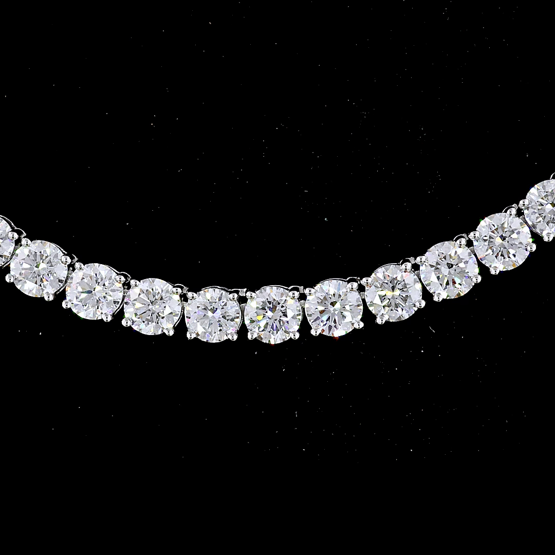 22.26 CTTW Round Lab Diamond Tennis Necklace 18.5" 14k White Gold E Color and VS Clarity jewelry-spot-usa