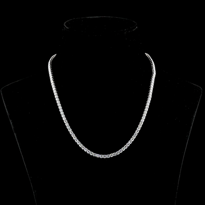 15.15 CTTW Round Lab Diamond Tennis Necklace 17" 14k White Gold E Color and VS Clarity jewelry-spot-usa