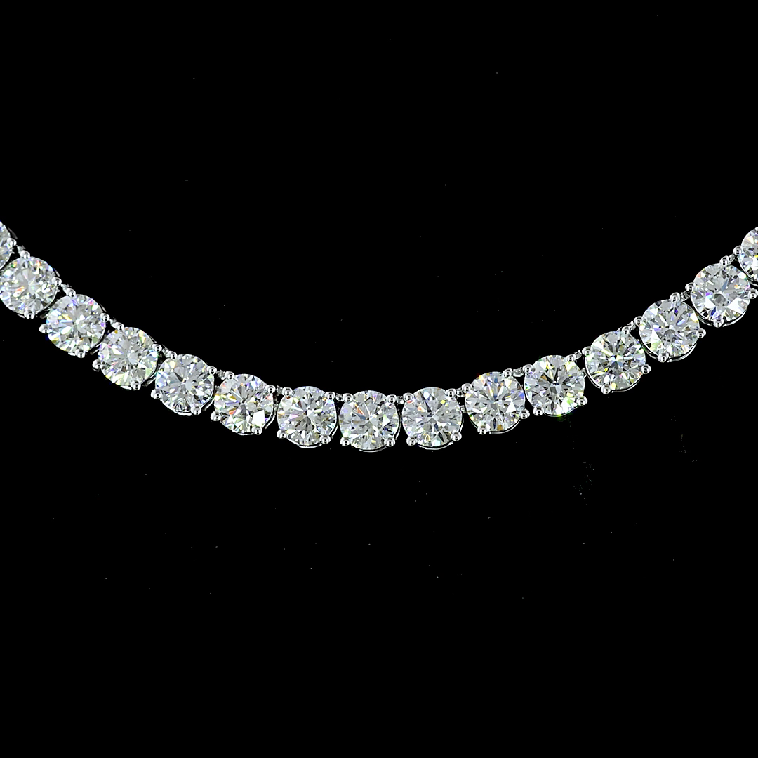 15.15 CTTW Round Lab Diamond Tennis Necklace 17" 14k White Gold E Color and VS Clarity jewelry-spot-usa