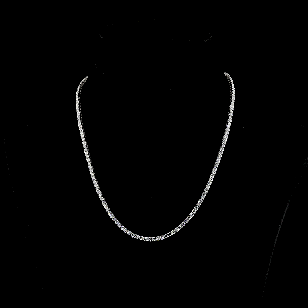 9.43 CTTW Round Lab Diamond Tennis Necklace 17" 14k White Gold (E Color and VS Clarity)