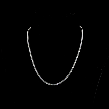 9.43 CTTW Round Lab Diamond Tennis Necklace 17" 14k White Gold (E Color and VS Clarity)