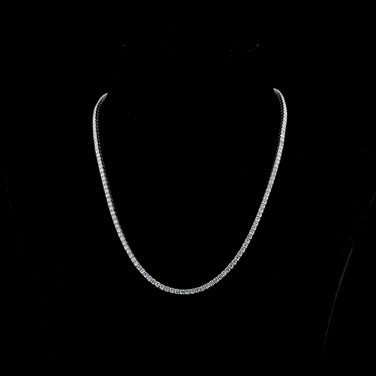 9.43 CTTW Round Lab Diamond Tennis Necklace 17" 14k White Gold (E Color and VS Clarity)