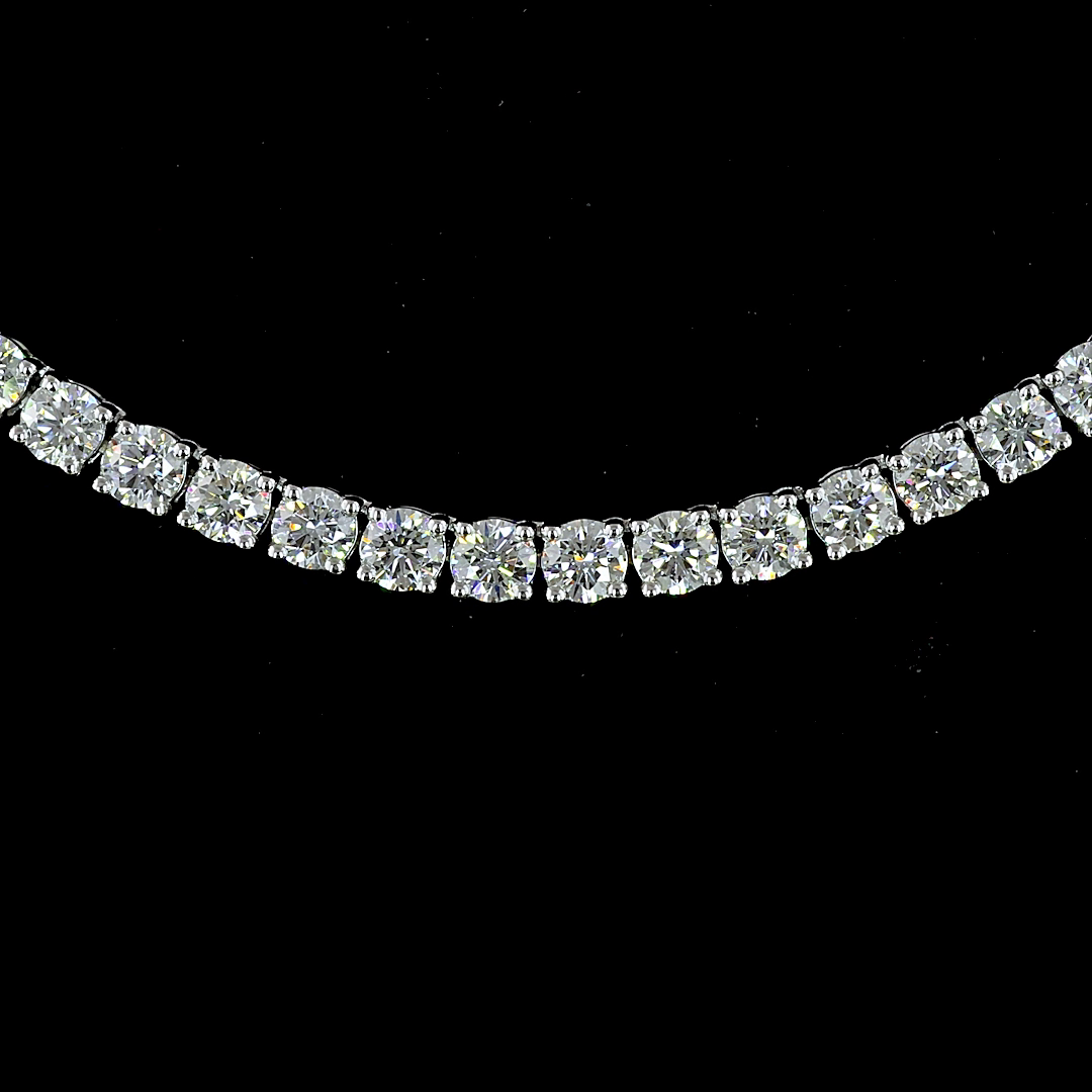 9.43 CTTW Round Lab Diamond Tennis Necklace 17" 14k White Gold (E Color and VS Clarity)