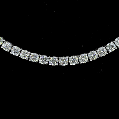 9.43 CTTW Round Lab Diamond Tennis Necklace 17" 14k White Gold (E Color and VS Clarity)