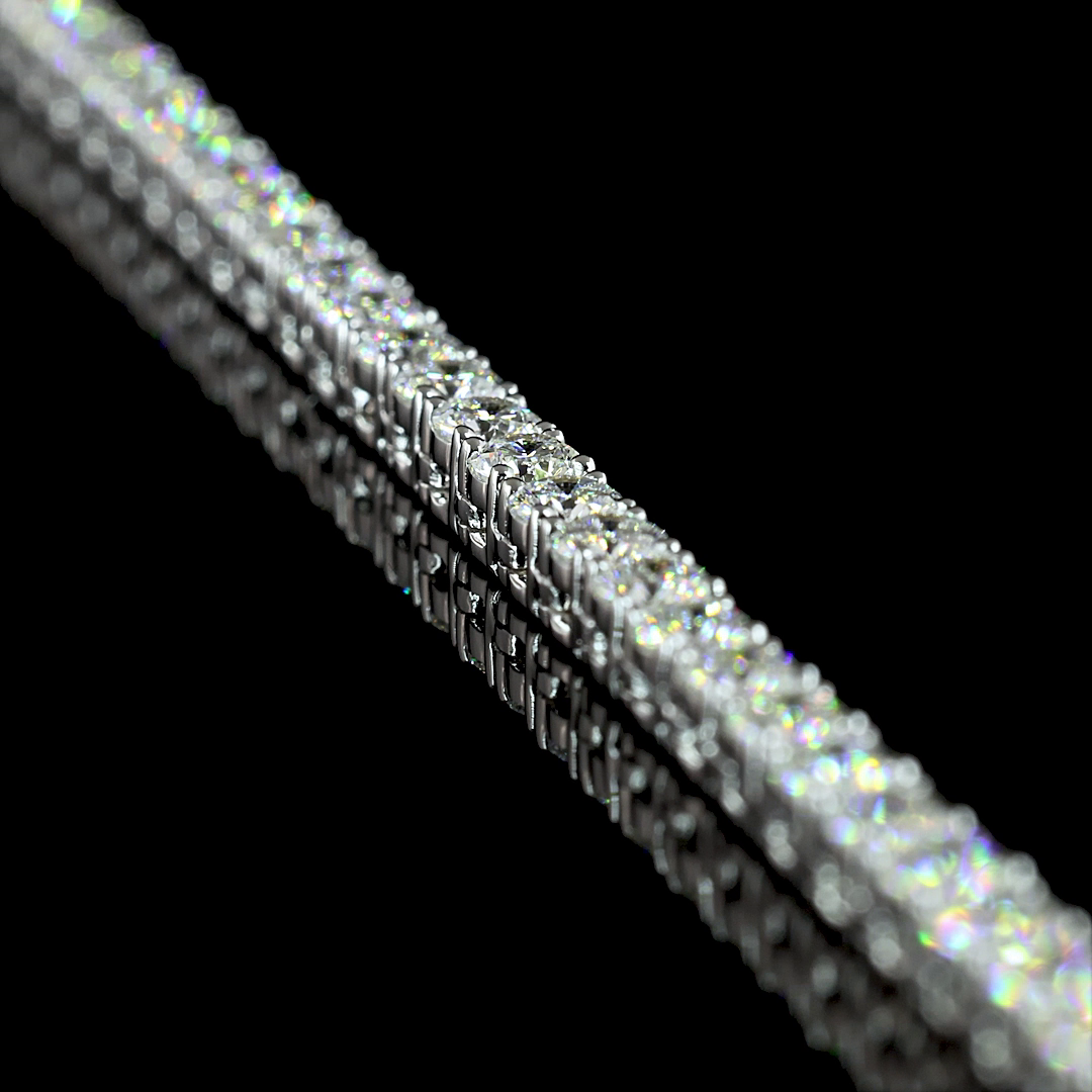 9.43 CTTW Round Lab Diamond Tennis Necklace 17" 14k White Gold (E Color and VS Clarity)