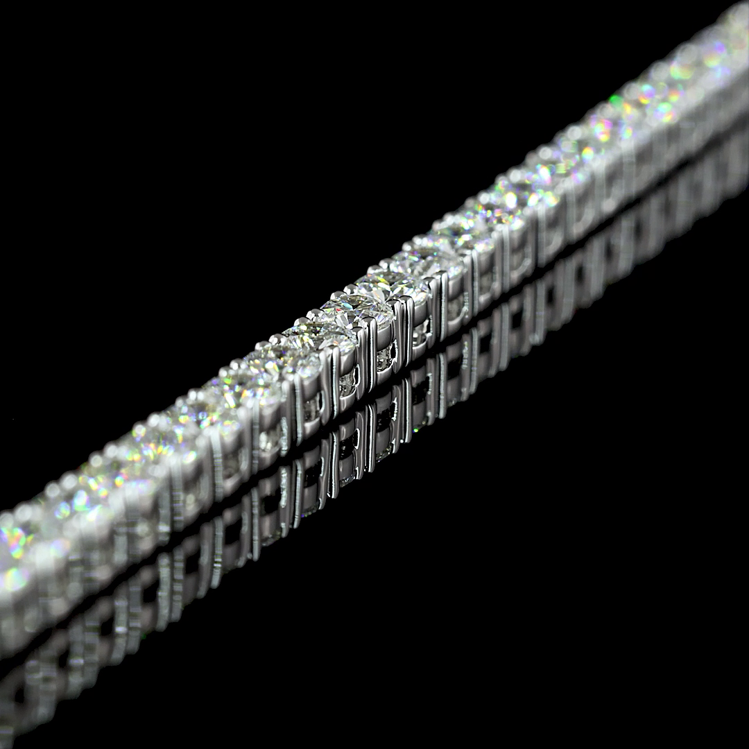 9.43 CTTW Round Lab Diamond Tennis Necklace 17" 14k White Gold (E Color and VS Clarity)