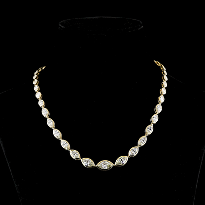 17.58 CTTW Marquise Lab Diamond Riviera Necklace 17" 14k Yellow Gold F Color and VS1 Clarity jewelry-spot-usa