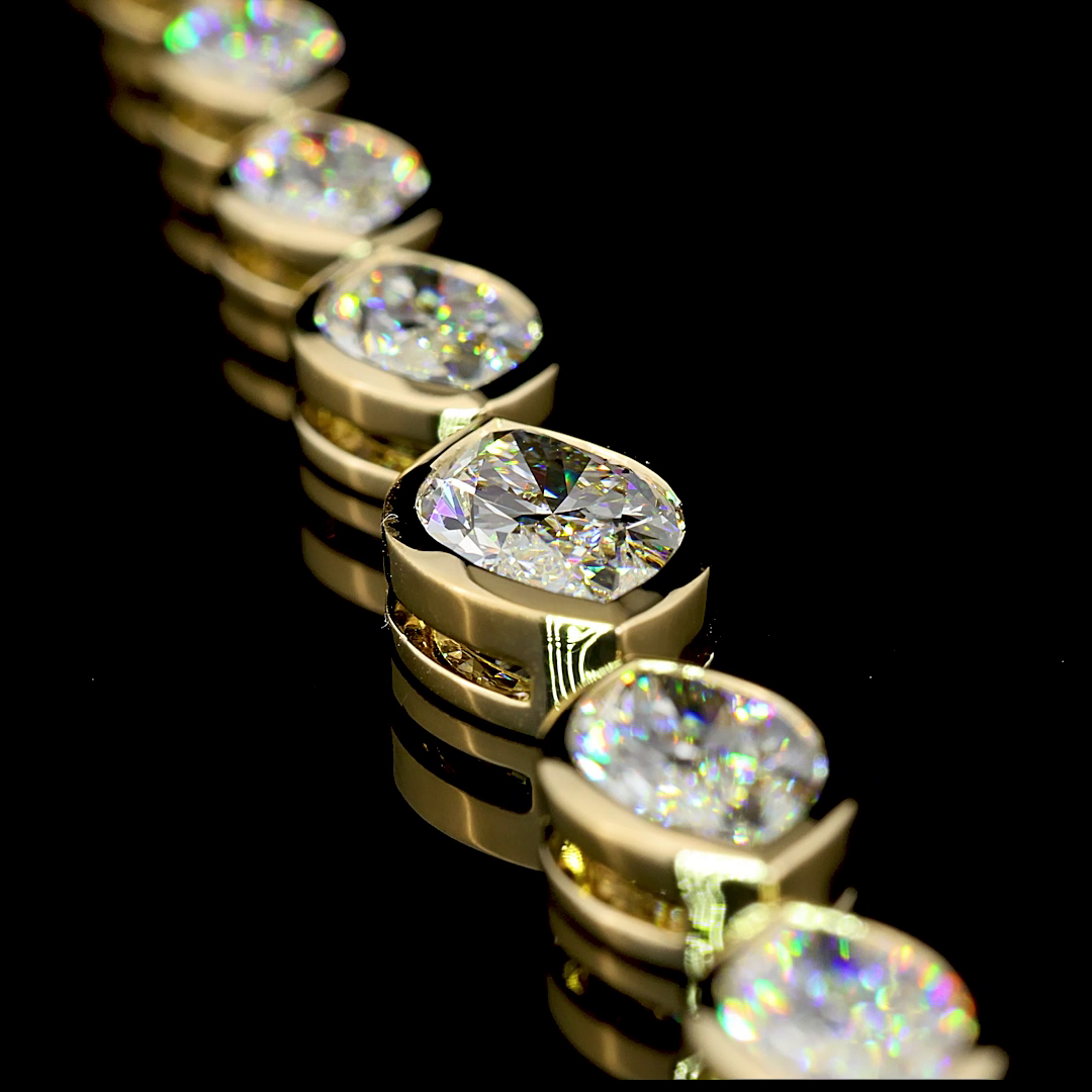 17.58 CTTW Marquise Lab Diamond Riviera Necklace 17" 14k Yellow Gold F Color and VS1 Clarity jewelry-spot-usa