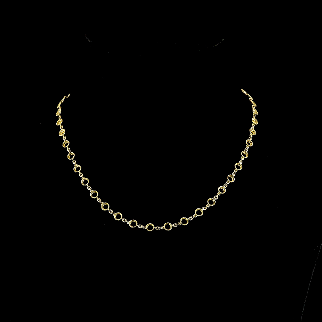 0.00 CT Lab Diamond Station Necklace 15" 14k Yellow Gold